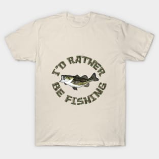 I'D RATHER BE FISHING BASS FISH CAMOUFLAGE T-Shirt